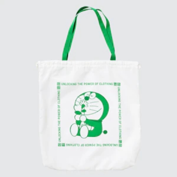 NWT Doraemon Uniqlo Recycled Pocketable Tote Eco Bag unisex unlocking the power - Picture 3 of 8